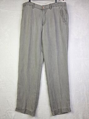 Tommy Bahama Linen Pants Mens 36x32 Gray Classic Straight Leg Casual Beach